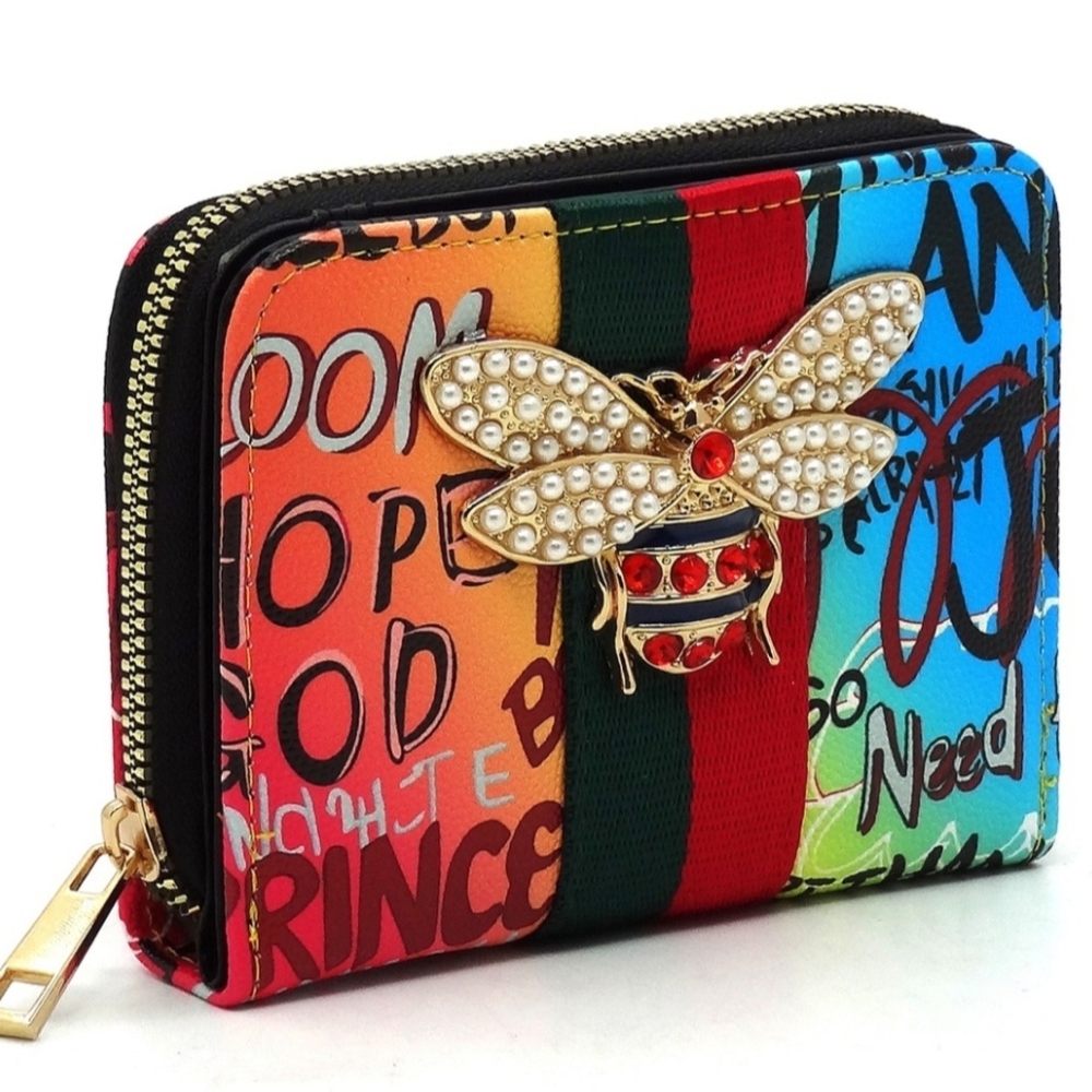 NEW!!! Small Graffiti Wallet With Bee Embellishment!!!